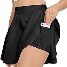 Women's Skorts Skirts Flared Skater Style with Attached Inner Shorts and Mobile Pockets-image-54