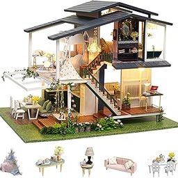 Flever Dollhouse Miniature DIY House Kit Creative Room with Furniture for Romantic Artwork Gift (Monet Garden)-image-36