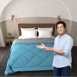Livpure Smart All Weather Microfiber Reversible | Super Soft| Lightweight 200 GSM Comforter, Single Size Duvet (60" x 90", Dual Color Quilt, Teal and Grey)-12
