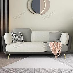Woodie Techie Art Modern Montez Velvet 3 Seater Sofa for Bedroom, Living Room, Dining Room, Drawing Room, Home Office (Dark Grey & Cream, 3 Seater)-10