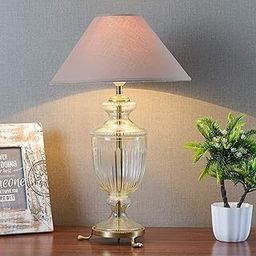 KAPOOR E-ILLUMINATIONS Oleana Hand Cut Glass and Brass Casted Base Table Lamp with Beige Cotton Shade (LED Bulb Included)-image-27