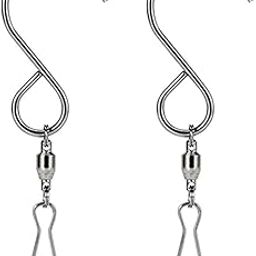 UJEAVETTE® 2Pcs Spinning Swivel Clips Hanging S Hooks Wind Spinner Rotate Spiral Hangers-image-5