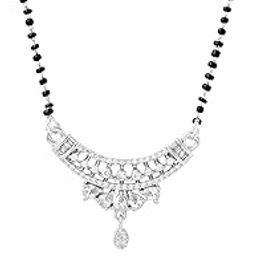 Silver Plated AD Mangalsutra Set | American Diamond Crystal Studded Traditional Mangalsutra Set for Women and Girls | Birthday Gift for Women Anniversary Gift for Wife-image-98