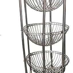 Machak Stainless Steel Three Tier Fruits & Vegetables Basket Fruit Trolley Multipurpose Storage Rack/Shelf, Kitchen Rack - Triple-image-11