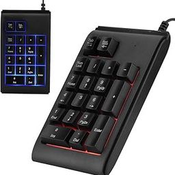 Numeric Keypad with 3-Color LED Backlight, USB Wired Mini 19 Key Number Pad Backlit Keypad Numpad, Mechanical Feeling for Laptop Desktop Computer PC-image-43