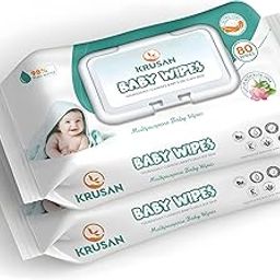 Krusan Baby Wipes, Extra Soft Wipes For Baby Skin, Wet Wipes With Vitamin E & Moisturising Lotion, Non Alcoholic, Lid Packing (80 Wipes)-image-35
