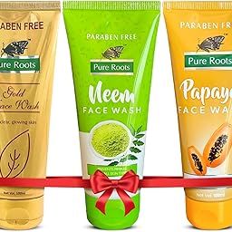 Pure Roots Gold, Neem, Papaya Face Wash 100ml Each | for Pimples, Acne Control & Refreshing, Bright Glowing Soft Skin Radiant Glow, Face Cleanser for Women and Men, Nourished Hydrated Skin - Total 300ml - Pack of 3-image-10