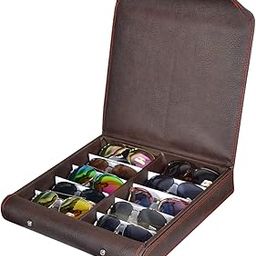 Sunglass,Goggles And Eyewear Leather Storage Box Case Cover Organizer Compartment In Leather Easy to Handle Stylish Design (Made In India | 10 * 8 * 3 | Multicolor | Nk-Ltr-Bb..-11