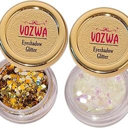 Vozwa Thik & Thin Chunky Eyeshadow Glitter (Golden + White) for Eye Makeup-image-30