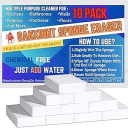 10 Pcs Melamine Cleaning Sponge |2X Density Extra Thick Magic Sponge Eraser|Melamine Sponges for Cleaning Kitchens,Bathrooms,Walls,Vehicles,Footwear,Floors-image-10