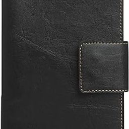 Leather Passport Cover with Button for Men's/Women's - Black-image-85