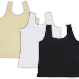 Girl's Cotton Camisole Slip | Sleeveless Waist Length Innerwear | Soft Stretchable Tank Top | Scoop Neck | Kids Toddler Girls Vest | Pack of 3-image-46