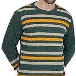 Men's Classic Sweater | Elegant Woolen Stripes Casual Sweaters for Men Dailywear Green-image-99