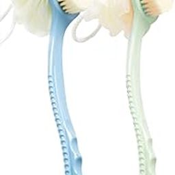 AARainbow 2 Packs Bath Body Brush with Bristles and Loofahs - Body Shower Brushes with Long Handle Exfoliating Back -Improves Skin‘s Health and Beauty - Loofah Bath Sponge-Rich Foam (1 blue+1 green)-image-95