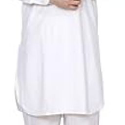 Men's Neck Thread Embroidered Blended Pathani Suit with Classic Collar White-image-1