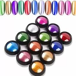 12 Colors Super Thin Mirror Effect Nail Art Chrome Powder Metallic Holographic Glitter Pigment Dust Powder Fine Flash Dip Powder for Manicure Decorations-24