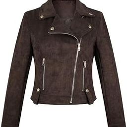 Women’s Suede PU Leather Short Jacket Slim Fit with Waist Loops and Zip Closure-image-41
