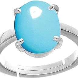 8.25 Ratti 7.25 crt Turquoise Firoza Sky Blue Gemstone Panchdhatu Adjustable Silver Plated Ring for Men and Women-image-45