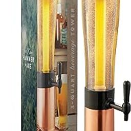 Hammer + Axe Beer Tower Drink Dispenser with Pro-Pour Tap and Freeze Tube to Keep Beverages Ice Cold, Perfect for Parties and Gameday, Home Bar Accessories, 2.75 Qt./2.6 L, Copper Finish,-image-4