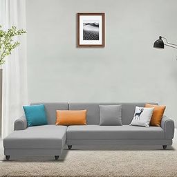 Casaliving Kaven LHS 6 Seater L Shape Sofa Set for Living Room (Grey) Premium Fabric Sofa-image-75