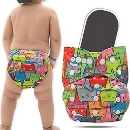 Bembika A Plus Printed Cloth Diaper With Bamboo Charcoal inserts for Babies Washable & Reusable Cloth Nappies For Baby Leakproof And Wetfree Adjustable Cloth Diapers -(BE2656)-0