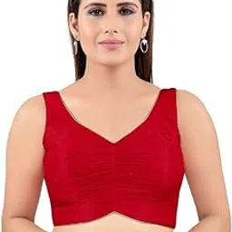 vamas Women's Silk Padded Self Design Sleeveless Readymade Saree Blouse (VFJ-24)-picture-3