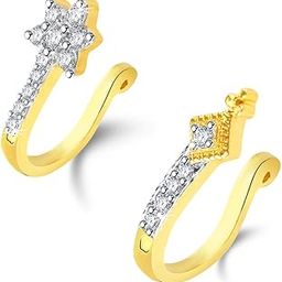 A5 Grade American Crystal Traditional Gold Plated Without Piercing Combo Nose Pins for Women & Girls-image-69
