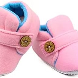 6 To 12 Months Baby Boys & Girls Velvet Hook & Loop Solid Shoes/Booties -BT2997-image-89