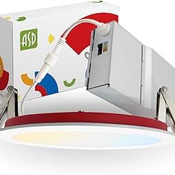 ASD - 12 Pack 6 Inch Fire Rated Recessed Light, 5 Colors 2700K/3000K/3500K/4000K/5000K, 1150 Lumens, 2 Hour Fire Rating, Ultra-Thin Dimmable Downlight, No Tenmat Needed, Wet and IC Rated, ETL-14