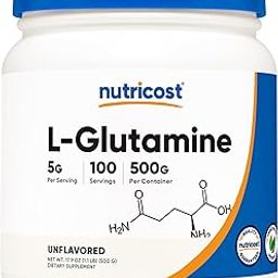 Nutricost L-Glutamine Powder [500 G] - Pure L Glutamine - 5000mg per Serving - 1.1 Pounds - 100 Servings - Highest Purity-3