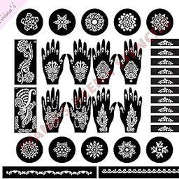 Ivana's Set of 32 Pcs Combo Pack, Reusable Mehandi For Hands Henna Tattoo Stencil For Women, Girls and Kids Easy To Use In Just 4 Steps Indian Design Collection, C-2262-image-46