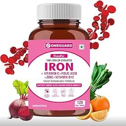 Oneguard Chelated Iron + Vitamin C Tablets-120 capsules with Vitamin B12,Zinc,Folic Acid,Beetroot Extract-High Absorption,Supports Blood Building,Energy & Immunity,100% RDA,1count-image-19