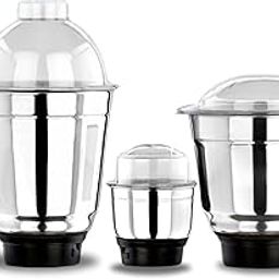 Kimatsu Stainless Steel Jars (Black Handle) for Mixer Grinder, Combo Jar Set, Compatibility with all mixer grinders with 2 slots of jar fitting with 4 teeth coupler (Silver)-picture-23