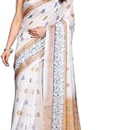 white Cream Cotton Linen Digital Printed Saree with Blouse Piece – 5.5 Meter Saree and 0.8 Meter Blouse-image-92