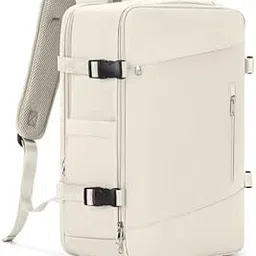 the purple tree CloudPop Travel Backpack for Men & Women, 25L Waterproof Carry on Luggage Laptop Bag, USB Charging, Shoe Compartment, Anti-Theft, Multi-Pocket, Travel Laptop Backpack (Off White)-picture-1