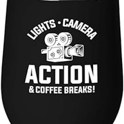 Filmmaker Black Edition Wine Tumbler 12oz - Lights camera action - Filmmaker Gifts Camera Lens Cut Prop Director Movie Film Scriptwriter-image-97
