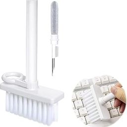 Cleaning Soft Brush Keyboard Cleaner 5-in-1 Multi-Function Computer Cleaning Tools Kit Corner Gap Duster Keycap Puller for Bluetooth Earphones Laptop AirPods Pro Camera Lens (White)-2