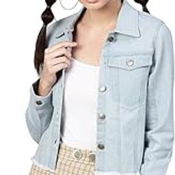 Light Blue Denim Raw Edge Crop Jacket-image-51