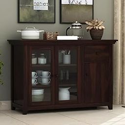 GCA1 WOODZONE Wooden Sideboard Cabinet for Living Room, Drawing Room, Kitchen, Office & Lounge | Display Crockery Cabinet With Acrylic Glass Door | Sheesham Wood | Storage : 3 Doors & 1 Drawer, Walnut-image-39