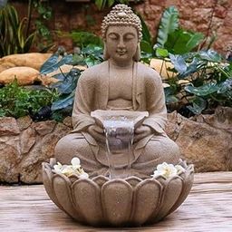 Art Mania Decors Kamal Buddha Water Fountain Big Size|3 Feet Kamal Buddha Fountain with LED Lighting for Outdoor|Water Fountain for Home & Garden (Beige, 3 Feet)-image-54