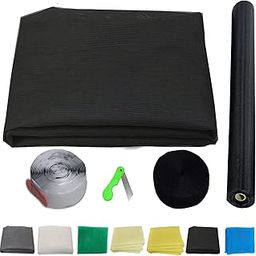 SAI PRASEEDA 60 X 108 Inches_5 x 9 Feet_Unstitched_200 GSM_Fiber Glass Mosquito Net for Windows_Black Color_with Regualr Loop Tape and Self Adhesive Hook Tape and Cutter SPE145-16