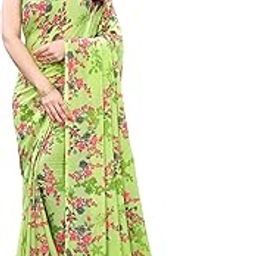 Women's Printed Georgette Saree with Unstitched Blouse Piece-image-10