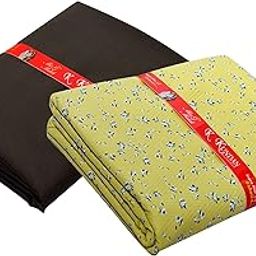 KUNDAN SULZ GWALIOR Men's Unstitched Pure Cotton Printed Shirt & Trouser Fabric Combo Set (Dark Brown & Light Yellow; 1.30 & 1.60 Meters)-image-43
