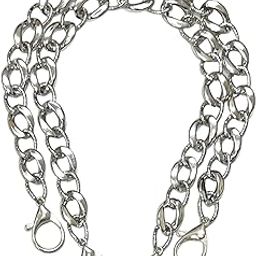 Heddz Silver Link Acrylic Handbag Chain|Replacment Strap For Handbags, Clutches, Wallets|Handbag Chain For Women & Girls| Length - 40 cms| Set Of 2-image-3