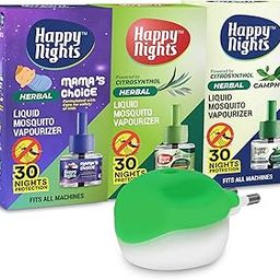 Happy Nights Mama's Choice Combo Pack Herbal Lemon Eucalyptus Camphor Oil Mosquito Repellent Vaporizer - 100% Protection from Mosquitos - Chemical Free-image-74