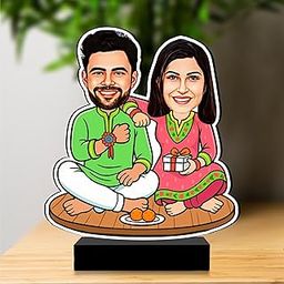 ZOCI VOCI Rakhi Rituals – Personalized Brother-Sister Caricature | Custom Photo Rakhi Gift Standee (7x4) – MDF & Acrylic (Rakhi Rituals)-image-20
