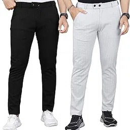 gibbonte Men's Casual Trousers | Regular Fit Self-Design Mid-Rise Bottoms | Premium Cotton Blend Pants for Office and Outings (Pack of 2)-picture-10