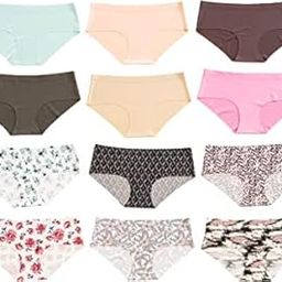 Women/Girls Seamless Ice Silk Invisible No Show Laser Cut Hipster Underwear Medium Waist Soft and Breathable Printed Panty Set Pack of 5-image-82