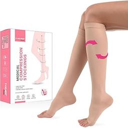 Fowlnest Below Knee Medical Compression Stockings For Varicose Veins Unisex | 23-32 Mm Hg Class 2 Knee Length Stockings For Women/men | Varicose Vein Stockings | Beige, Small-image-46