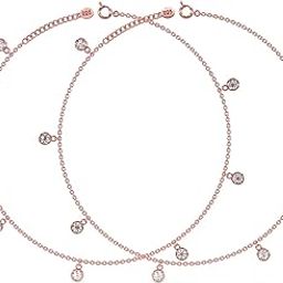 925 Pure Silver Anklet for Women & Girls | Anti Tarnish Double Chain Solitaire Studded Evil Eye Anklets | Silver Anklet Chain Bracelet | Authentication Certificate | Wedding Gift for Her-image-36